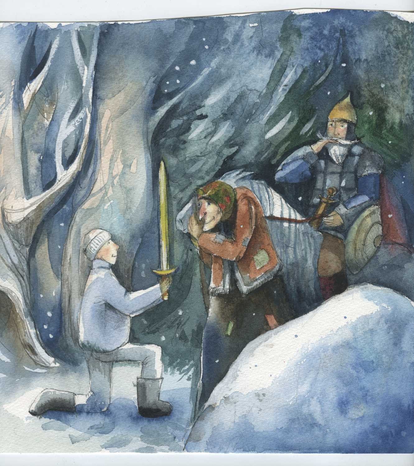 Tiukkel, 00060182 (Ritterschlag, alte Frau, Reiter, Karikatur, lustig, witzig, Grafik, Wunschgröße, Wohnzimmer, Treppenhaus, bunt)