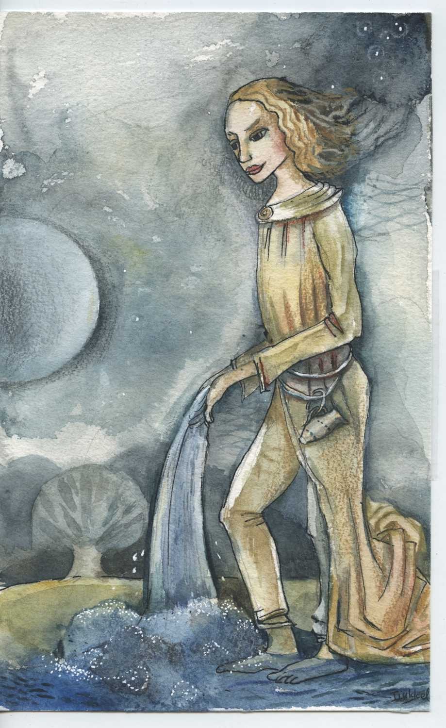 Tiukkel, 00060230 (Sternzeichen, Wassermann,   Grafik, Wunschgröße, Wohnzimmer, Treppenhaus, Aquarell, bunt)