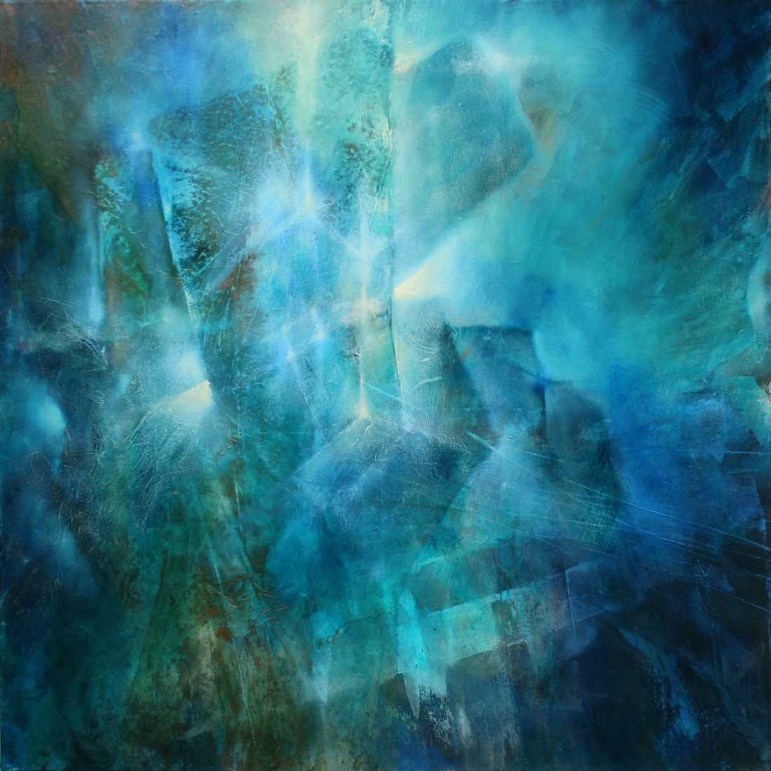 Konfiguration benutzen (Universum, Kristalle,  Atmosphäre, Leuchten, Licht,  Treppenhaus, Wohnzimmer, Büro, Business, Malerei, Wunschgröße, blau/bunt)