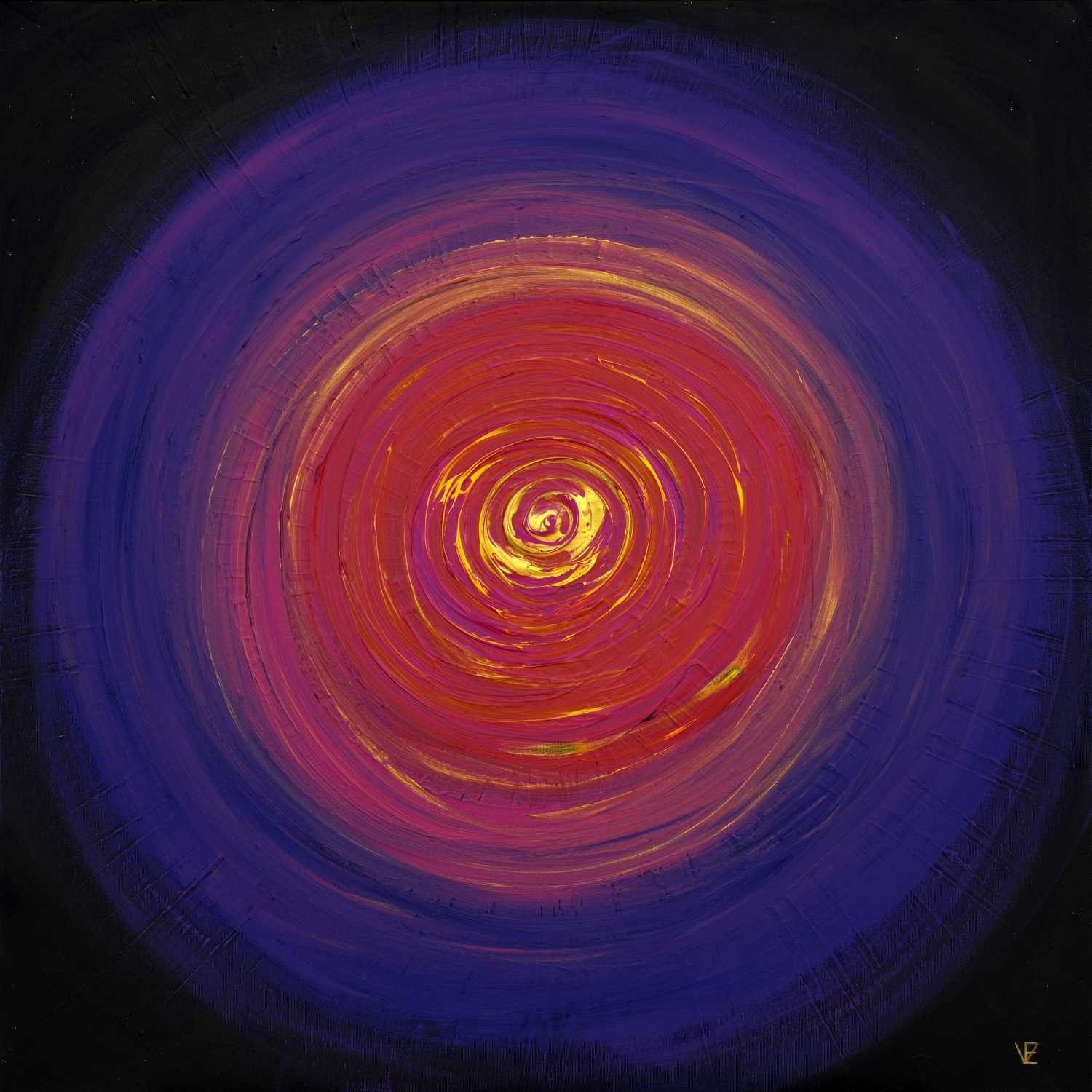 Elena Franke, Lila Kreis 087 (Kreise, Mitte, Meditation,  spirituell, Wunschgröße, modern, Entspannung, Malerei, Treppenhaus, Wohnzimmer, bunt)