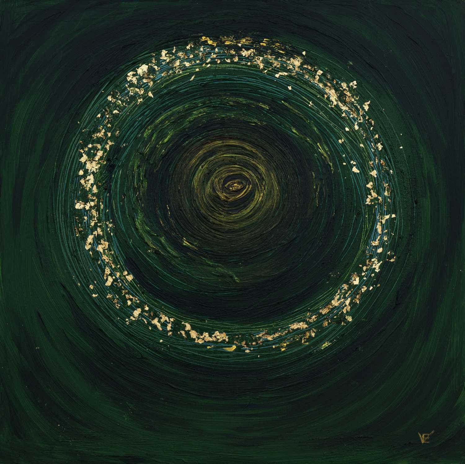 Elena Franke, Gründer Wirbel 108 (Kreise, Mitte, Meditation,  spirituell, Wunschgröße, modern, Entspannung, Malerei, Treppenhaus, Wohnzimmer, bunt)