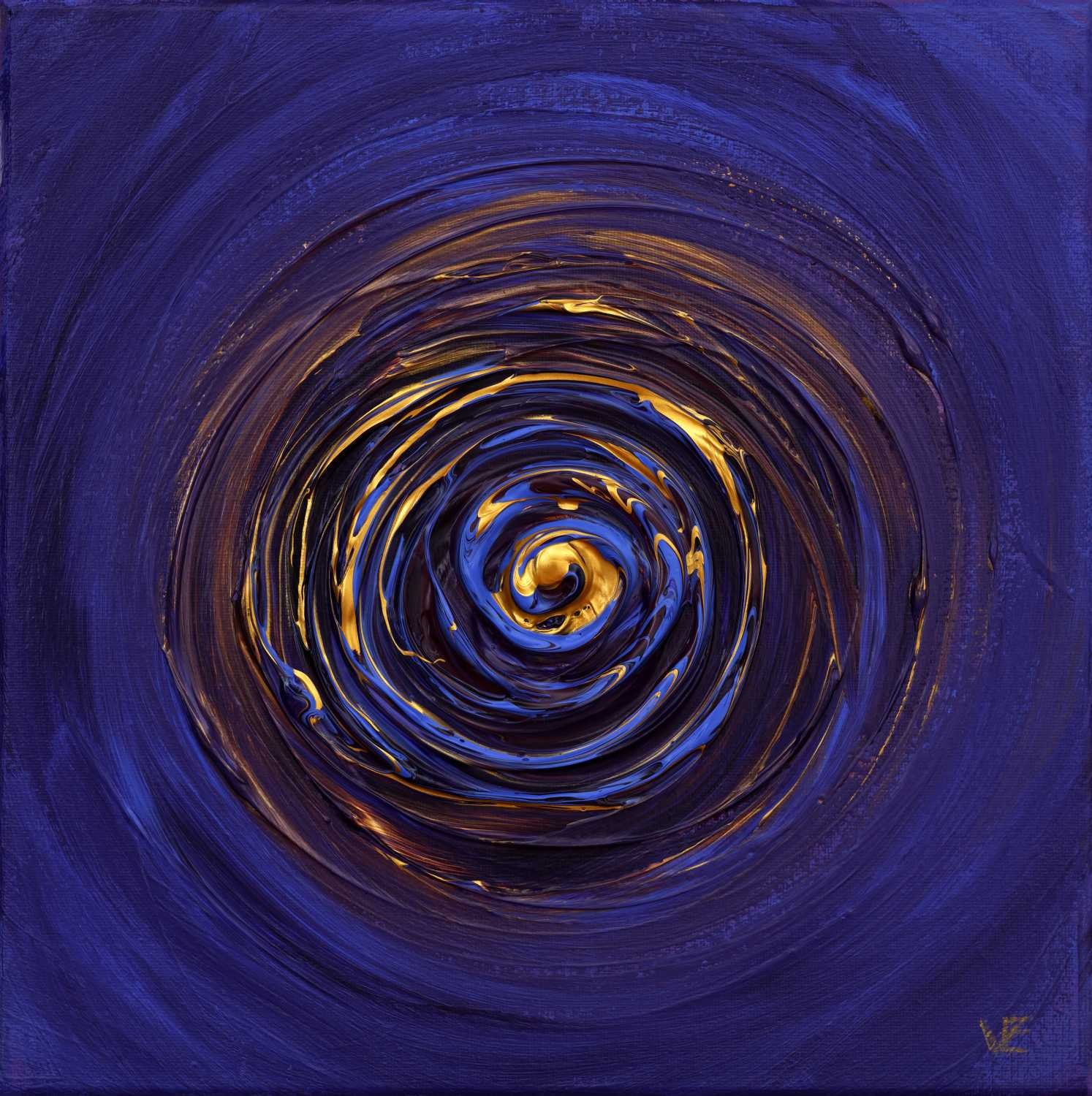Elena Franke, Lila Kreis 197 (Kreise, Mitte, Meditation,  spirituell, Wunschgröße, modern, Entspannung, Malerei, Treppenhaus, Wohnzimmer, bunt)
