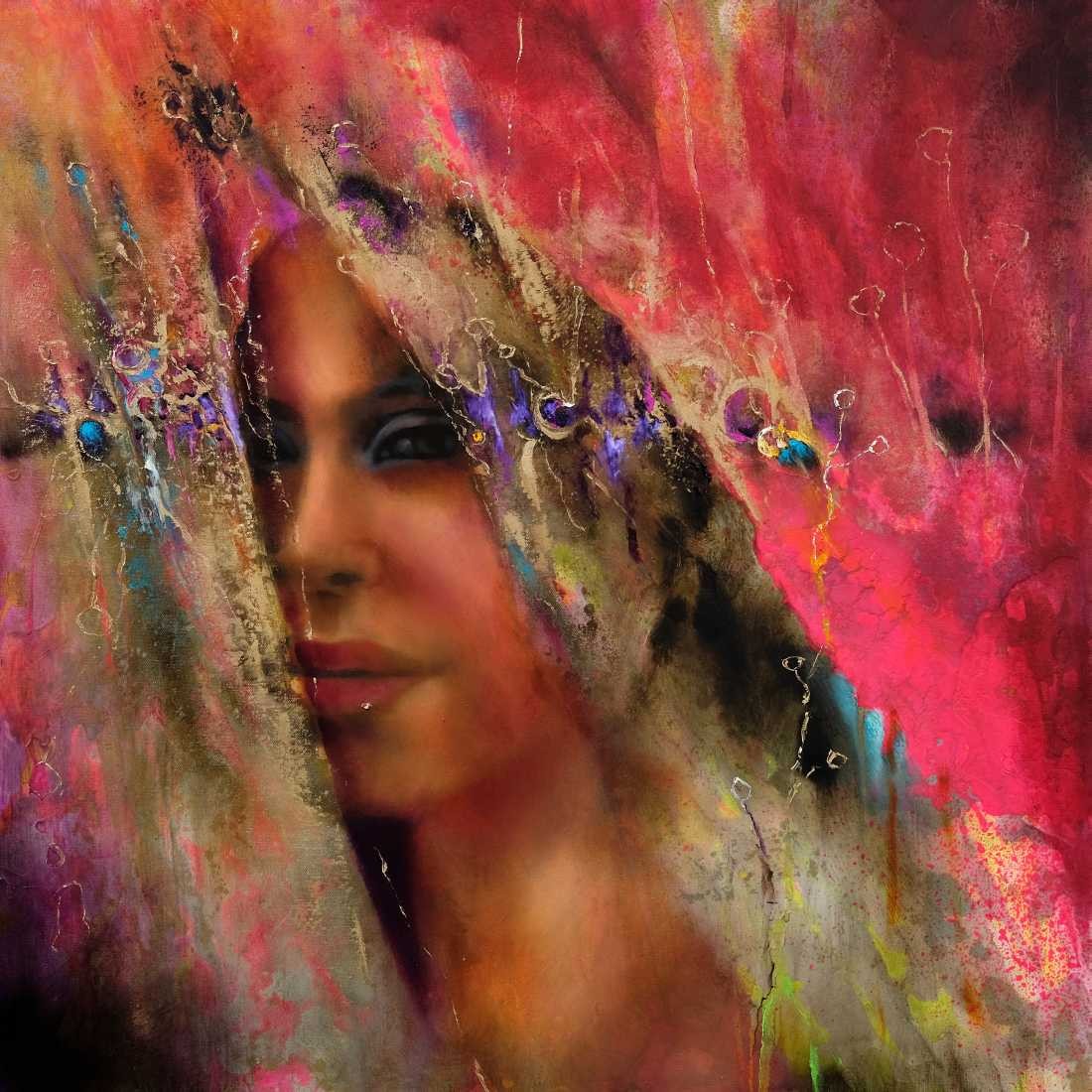 Konfiguration benutzen (Portrait, Frau, abstrakter Hintergrund, zart, filigran,   Malerei, Treppenhaus,  Wohnzimmer, Wunschgröße,)