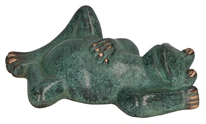 Herbert Fricke, Bronzefigur Frosch, 3 x 10,5 x 6,5cm (Frosch, Amphibie, Tier, Figur, Humor, Entspannung, Bronze, Skulptur, Metall, kompakt, reduziert)