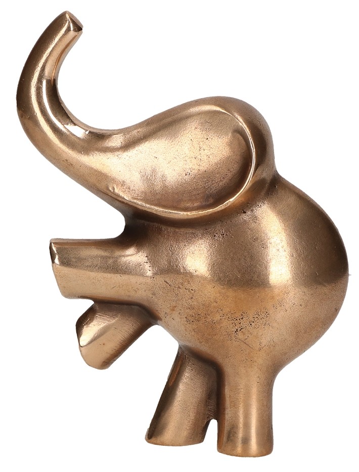 Raimund Schmelter, Bronzefigur Elefant, 11,5 x 8cm (Elefant, niedlich, reduziert, Tiere, Skulptur, Bronze, Metall, Plastik,  Wohnzimmer, Büro, bronzefarben)