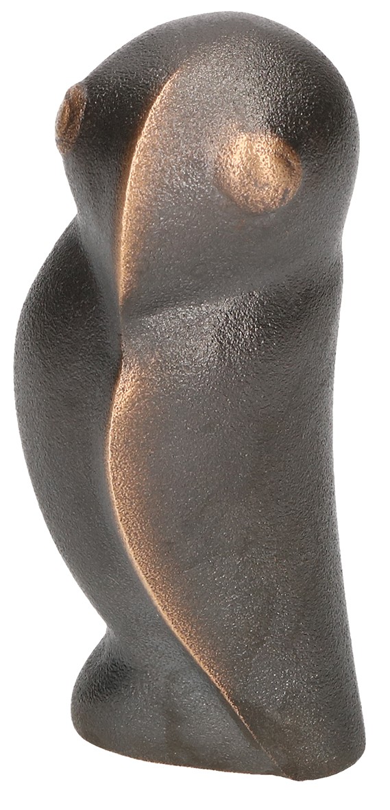 Herbert Fricke, Bronzefigur Eule, 7,5 x 3,5 x 3,5cm (Eule, Vogel, Tier, Figur, Bronze, Skulptur, Metall, kompakt, reduziert)