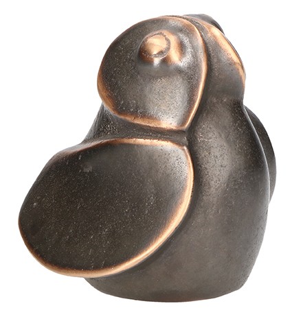 Herbert Fricke, Bronzefigur Eule, 7,5 x 7 x 6,5cm (Eule, Vogel, Tier, Figur, Bronze, Skulptur, Metall, kompakt, reduziert)