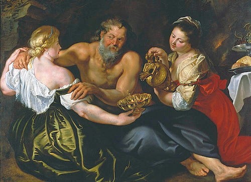 Peter Paul Rubens, Lot und seine Töchter in einer Grotte. Um 1610/11 (Rubens,Peter Paul,1577-1640,Schwerin,Staatliches Museum,Vater,Inzest,Trinken,Wein,Rubens, Peter Paul 1577-1640)