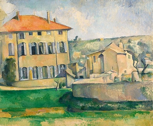 Paul Cézanne, Haus in Aix-en-Provence (Maison et ferme au Jas de Bouffan). 1885/1887 (Prag,National (Narodni) Galerie,Cézanne,Paul,1839-1906,Haus,Frankreich,Paul Cézanne,19. Jahrhundert,gebäude,architektur,frankreich,französisch,provence)