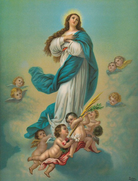 Anonym, MADONNA MIT ENGELN (Malerei, Madonna, Maria Himmelfahrt, Engel, Putten, religiös, Christlich, spirituell, Wohnzimmer, Schlafzimmer, Wunschgröße, bunt)