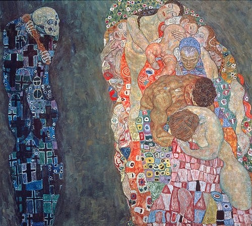 Gustav Klimt, Tod und Leben. Vollendet 1916. (Klimt,Gustav,1862-1918,Wien,Sammlung Rudolf Leopold,Allegorie,Klimt,Gustav Klimt,wiener jugendstil,ornamental)