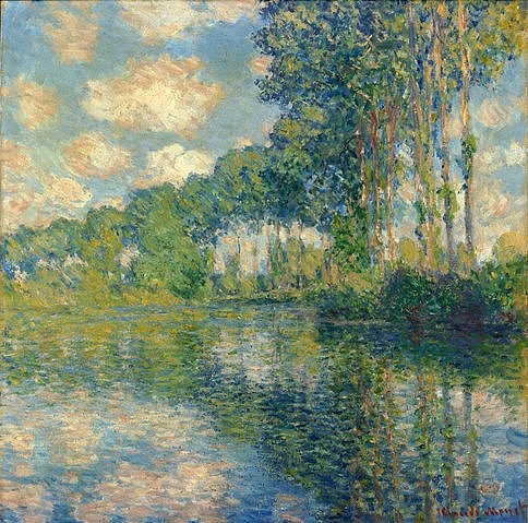 Claude Monet, Pappeln an der Epte. (Monet,Claude,1840-1926,Edinburgh,National Gallery,Fluss,Baum,Sommer,Monet,frankreich,19. Jahrhundert,20. Jahrhundert,impressionismus,Wolken,Spiegelung)