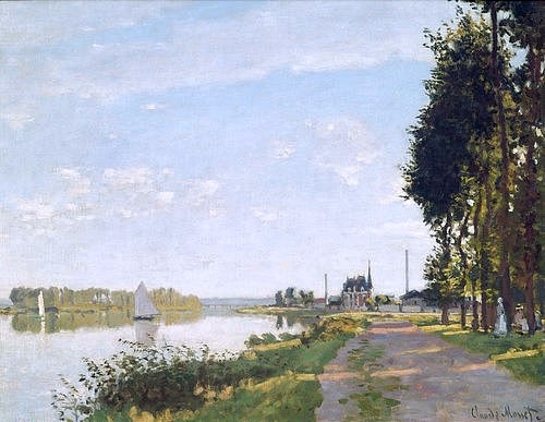 Claude Monet, Der Spaziergang bei Argenteuil. 1872 (Monet,Claude,1840-1926,Washington,National Gallery,Öl auf Leinwand,Claude Monet,Monet,19. Jahrhundert,Impressionismus,Frankreich,Fluss,Argenteuil,Frühling,hell,freundlich,Ufer,Landschaft, claude monet,französischer,impressionismus,französisch)