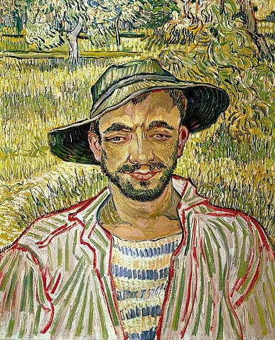 Vincent van Gogh, Bildnis eines jungen Bauern. 1889 (19. Jahrhundert,Venedig,Peggy Guggenheim Slg.,1853-1890,Gogh,Vincent van,Gogh, Vincent van Gogh,Mann,Bauer,Hut,Post-Impressionismus)