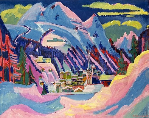 Ernst Ludwig Kirchner, Davos im Winter. 1923 (20. Jahrhundert,Öl auf Leinwand,Basel,Kunstmuseum,1880-1938,Kirchner,Ernst Ludwig,Winter,Schweiz,Berge,Dörfer,Kirchner, Ernst Ludwig 1880-1938,Schnee)