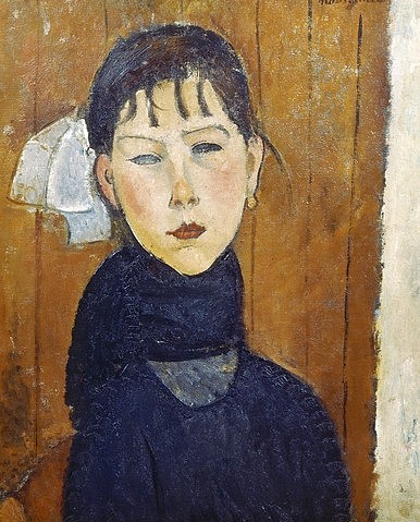 Amadeo Modigliani, La petite Marie. 1918. (Basel,Kunstmuseum,Modigliani,Amadeo,1884-1920,Modigliani, Amadeo Modigliani,20. Jahrhundert,Frau,Junge Frau,Portrait,Porträt,Bildnis,Haarschleife,Schleife,Gesicht)
