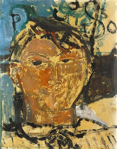 Amadeo Modigliani, Savoir. Bildnis Picasso. 1915. (Modigliani,Amadeo,1884-1920,Genf,Galerie Moos,Modigliani, Amadeo 1884-1920)