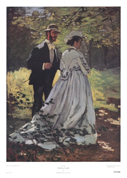 Claude Monet, Bazille and Camille (Offset) (Wunschgröße, Impressionismus, Malerei,Spaziergang, Gespräch, Park, Wohnzimmer, Wintergarten, bunt, Klassiker)