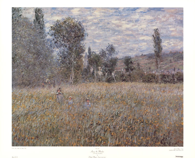 Claude Monet, Across the Meadow (Offset) (Impressionismus, Malerei, Landschaft, Felder, Spaziergänger, Freizeit, Idylle, Natur, Schlafzimmer, Wohnzimmer, Wintergarten, bunt, Klassiker)