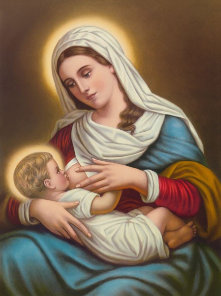 Anonym, NAEHRUNG CHRISTI (Malerei, Madonna, Maria, Christuskind, religiös, Christlich, spirituell, Wohnzimmer, Schlafzimmer, Wunschgröße, bunt)