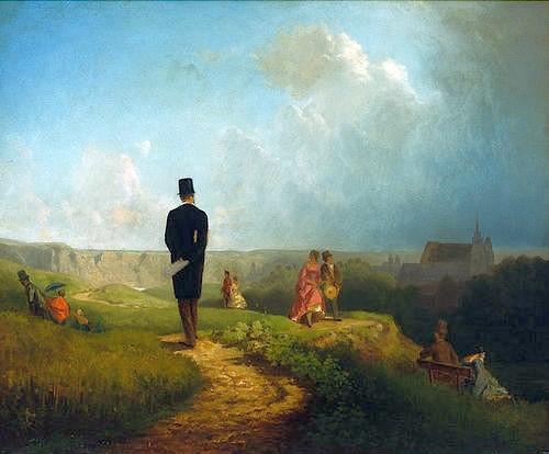 Carl Spitzweg, Der Hagestolz. (Spitzweg,Carl,1808-1885,Leipzig,Museum der bildenden Künste,Öl auf Holz,Wandern,Spitzweg,Carl Spitzweg)