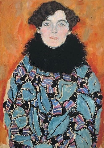 Gustav Klimt, Bildnis Johanna Staude (unvollendet). 1917/18 (Klimt,Gustav,1862-1918,Wien,Österreichische Galerie Belvedere,20. Jahrhundert,Portrait,Jugendstil,Frau,Pelz,Pelzkragen,Klimt,Gustav Klimt,porträt,mode,wiener jugendstil)