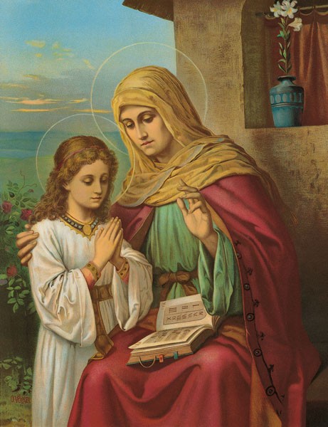 Anonym, HL. ANNA (Malerei, Heilige Anna, Maria, Heilige Schrift, Beten, Lehre, religiös, Christlich, spirituell, Wohnzimmer, Schlafzimmer, Wunschgröße, bunt)