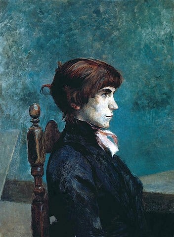 Henri de Toulouse-Lautrec, Sitzende junge Frau. (Toulouse-Lautrec,Henri de,1864-1901,Chicago,Art Institute,Toulouse-Lautrec,Henri de,henri,frau,porträt,profil,blaß,sitzend,stuhl,dunkel,ernst)