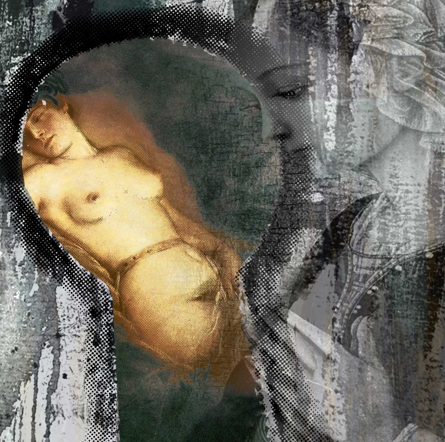 Peter Sander, Doppelmoral (Aktmalerei, nackte Frau, lasziv, Betende, keusch, Popart Künstler, modern, illustrativ, Wunschgröße, Treppenhaus, Wohnzimmer,)
