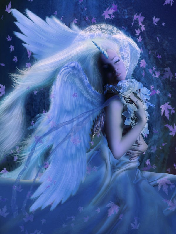 Babette, Angel Amabiel (Engel, Sexualität, Engelsflügel, Einhorn, Verführung,  Magie, mystisch, Gothic, Fantasy, Märchen, Traumwelt, Gothic, Jugendzimmer, Schlafzimmer, Wohnzimmer, Treppenhaus, bunt)