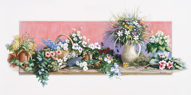 Peter Motz, A world of flowers (Blumen, Stillleben, Bouquet, üppig, Sommerblumen, Floral, Wunschgröße, Wohnzimmer, Esszimmer)