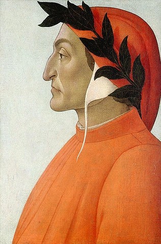 Sandro Botticelli, Bildnis von Dante Alighieri. (Portrait, Profil, Dante, Italiener, Lorbeerkranz, Dichter, Denker, persönlichkeiten, Renaissance, Klassiker, Schlafzimmer, Wohnzimmer,Wunschgröße, bunt)