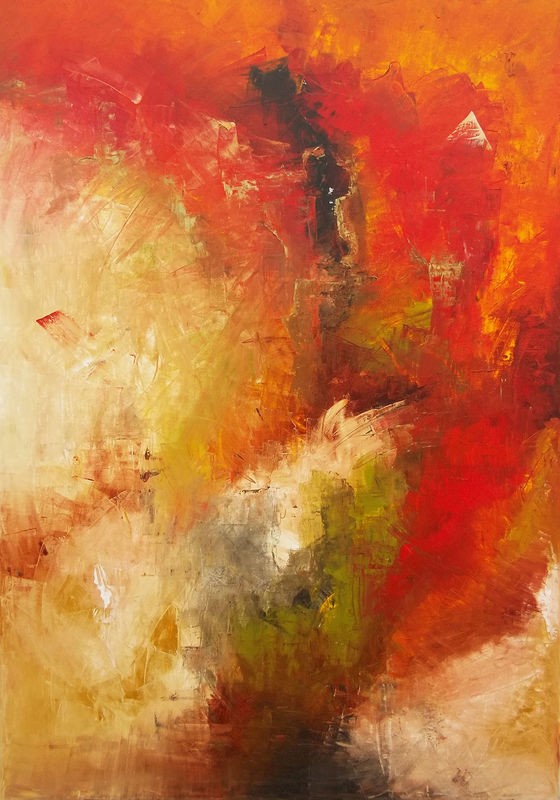 Leticia Herrera, Chaos I (Abstrakt, Malerei, modern, zeitgenössisch,  Farbverläufe, Wunschgröße, Wohnzimmer, Büro, Treppenhaus, Business, bunt)