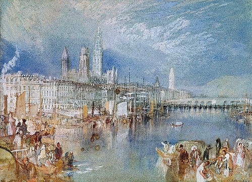 Joseph Mallord William Turner, Ansicht von Rouen, Fluss aufwärts. (Turner,Joseph Mallord William,1775-1851,London,British Museum,Frankreich,Turner, Joseph Mallord William Turner,Stadtansicht,Fluss)
