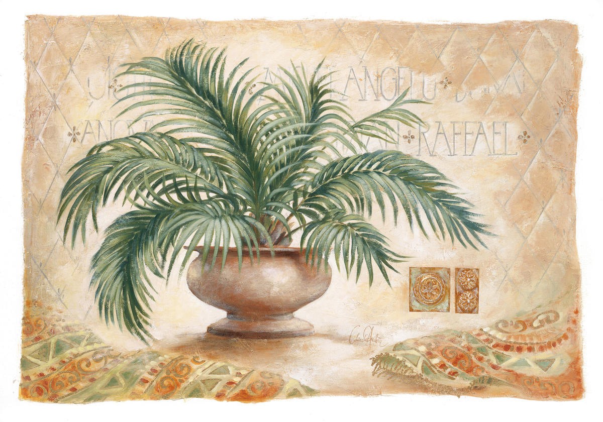 Claudia Ancilotti, Raffael (Stillleben, Blumenschale, Blumen, Pflanze, Wedel, Wunschgröße, Treppenhaus, Wohnzimmer, Esszimmer, bunt)