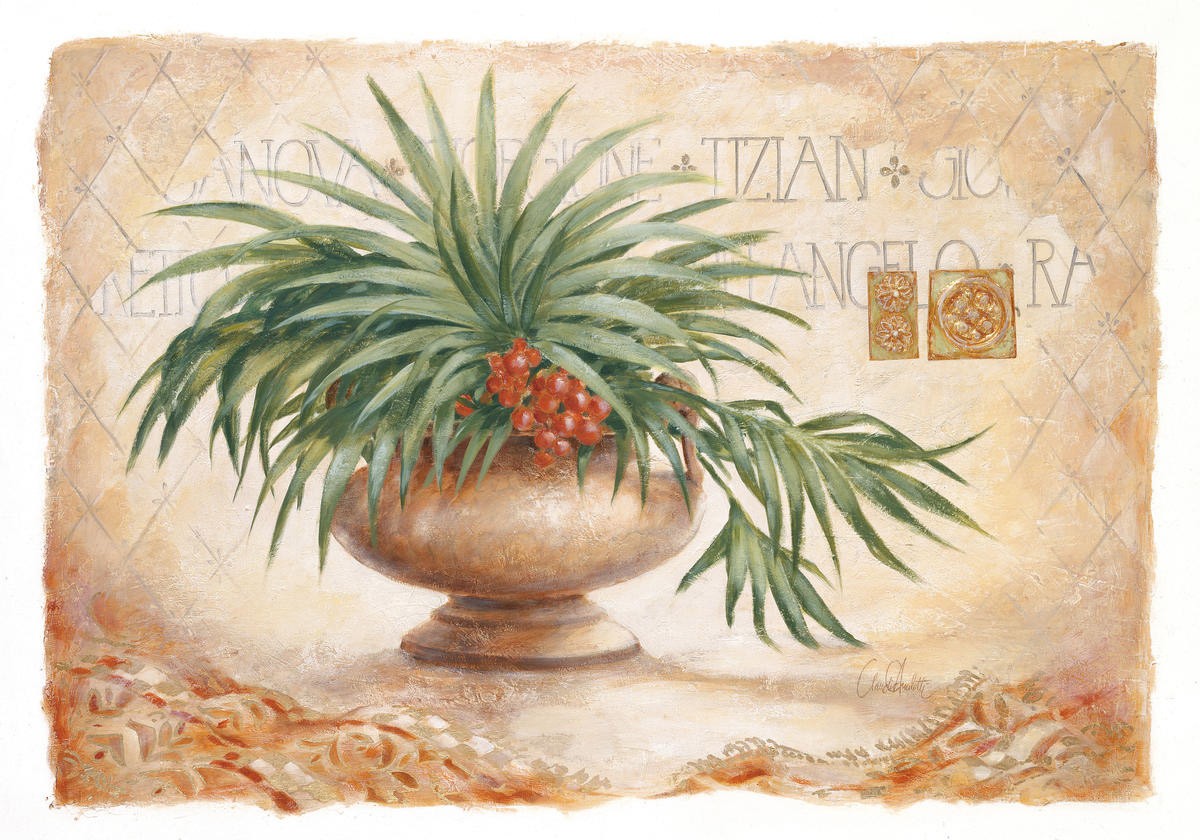 Claudia Ancilotti, Tizian (Stillleben, Blumenschale, Blumen, Pflanze, Wunschgröße, Treppenhaus, Wohnzimmer, Esszimmer, bunt)