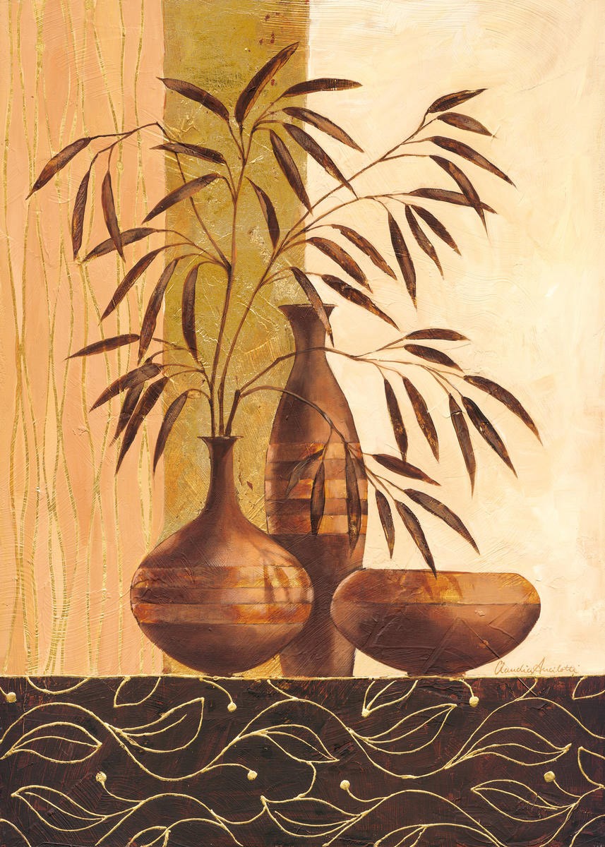 Claudia Ancilotti, Carrara (Stillleben, Blumenvasen, Zweige, florale Muster, Herbstfarben, Wunschgröße, Treppenhaus, Wohnzimmer, Esszimmer, beige/braun)