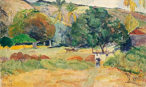 Paul Gauguin, Bauerngarten (Landschaft auf Tahiti). 1892 (Gauguin,Paul,1848-1903,Sammlung Jaeggli-Hahnloser,Öl auf Leinwand,19. Jahrhundert,Südsee,Gauguin, Paul 1848-1903,Le vallon)