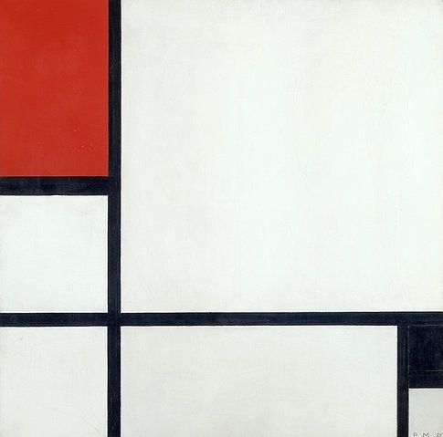 Piet Mondrian, Komposition 1929. (Malerei, Klassische Moderne, Konstruktivismus,  Neoplastizismus, geometrische Felder, Rechtecke, Raster, Wohnzimmer, Büro, Schlafzimmer, Arztpraxis, Wunschgröße, bunt)