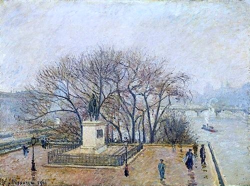 Camille Pissarro, Denkmal Heinrichs IV. und Pont des Arts in Paris. 1901. (Paris, Stadt, Denkmal, Skulptur, König, Fluss, Seine, Brücke, Frankreich, Impressionismus, Klassische Moderne, Wohnzimmer, Wunschgröße)