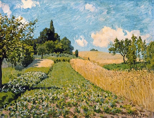 Alfred Sisley, Sommerlandschaft mit Feldern. 1875 (Hamburg,Kunsthalle,Sisley,Alfred,1839-1899,Feld,Sommer,Sisley,19. Jahrhundert)