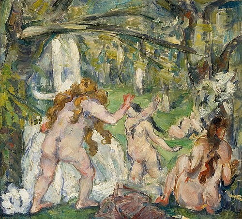 Paul Cézanne, Badende Frauen. Ölskizze. (Cézanne,Paul,Privatbesitz,1839-1906,)