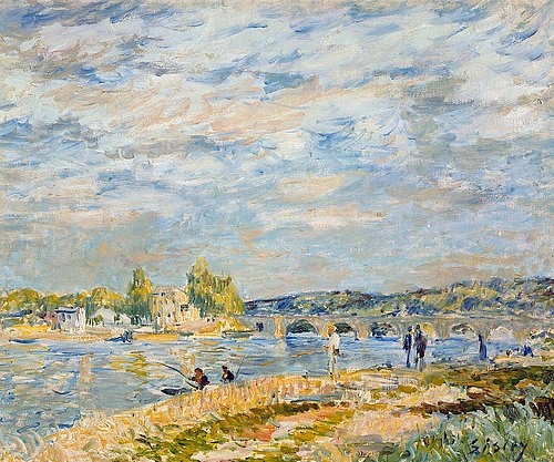 Alfred Sisley, Die Brücke bei Sevres. 1877 (Sisley,Alfred,London,Tate Gallery,1839-1899,Foto: G. Westermann - Artothek,Frankreich,Fluss,Brücke,Sisley,19. Jahrhundert)