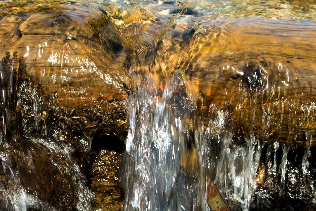 Conny Krakowski, Auf Holz (bach, fluss, Flusslauf, Flussbett, Wasserfall, strömung, Strom, sanft, Landschaft, Urgewalten, Fotografie)