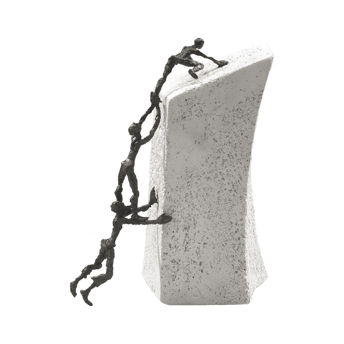 Luise Kött-Gärtner, Hoch hinaus, 25cm (Steinsockel, Gipfel, Bronze, Figuren, Aufstieg, Ziel, Herausforderung, Teamwork, Vertrauen, Inspiration, Motivation, Skulpturen, Büro, Business, Wohnzimmer)