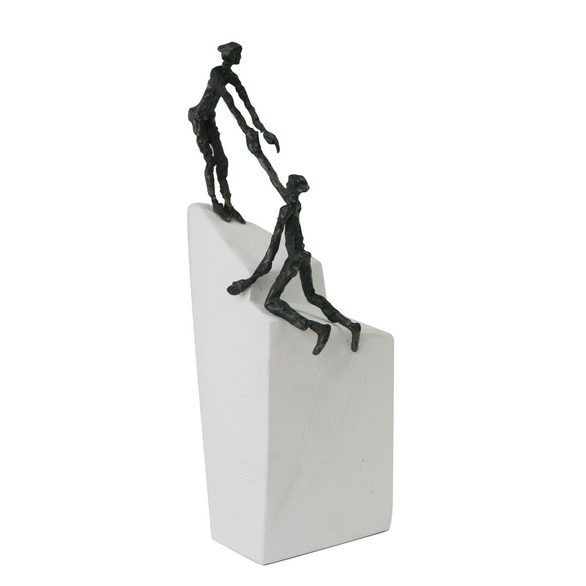 Luise Kött-Gärtner, Zu zweit geht&rsquo, 25cm (Steinsockel, Gipfel, Bronze, Figuren, Hilfe, Teamwork, Vertrauen, Aufstieg, Ziel, Inspiration, Motivation, Skulpturen, Büro, Business, Wohnzimmer)