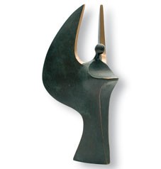 Luise Kött-Gärtner, Großer Engel, 24cm (Engel, himmlisches Wesen, Skulptur, Figur, Bronze, reduziert, Eleganz, Schlafzimmer, Wohnzimmer)