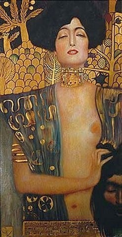 Gustav Klimt, Judith I., 1901 (Wunschgröße, Klassische Moderne,dekorativ, Erotik, Akt, lasziv, Jugendstil, Eros&People, Frau, Holofernes, abgeschlagener Kopf, Wohnzimmer, Treppenhaus, Schlafzimmer, Malerei)