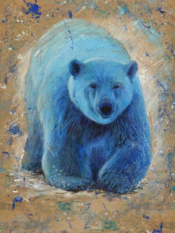 Jean-Marc Chamard, Polar bear (Polarbär, Eisbär, Tiere,  modern, Wohnzimmer, Treppenhaus, Malerei, Wunschgröße, bunt)
