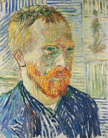 Vincent van Gogh, Selbstbildnis vor japanischem Druck. 1887 (Portrait,19. Jahrhundert,Basel,Kunstmuseum,1853-1890,Gogh,Vincent van,Selbstbildnis,Gogh, van,Gogh, Vincent van Gogh,Bart,Selbstpotrait,Japonismus,krank,leidend)